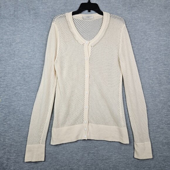 PRINGLE OF SCOTLAND Women's Size L Ivory Cashmere Cardigan - Picture 1 of 9